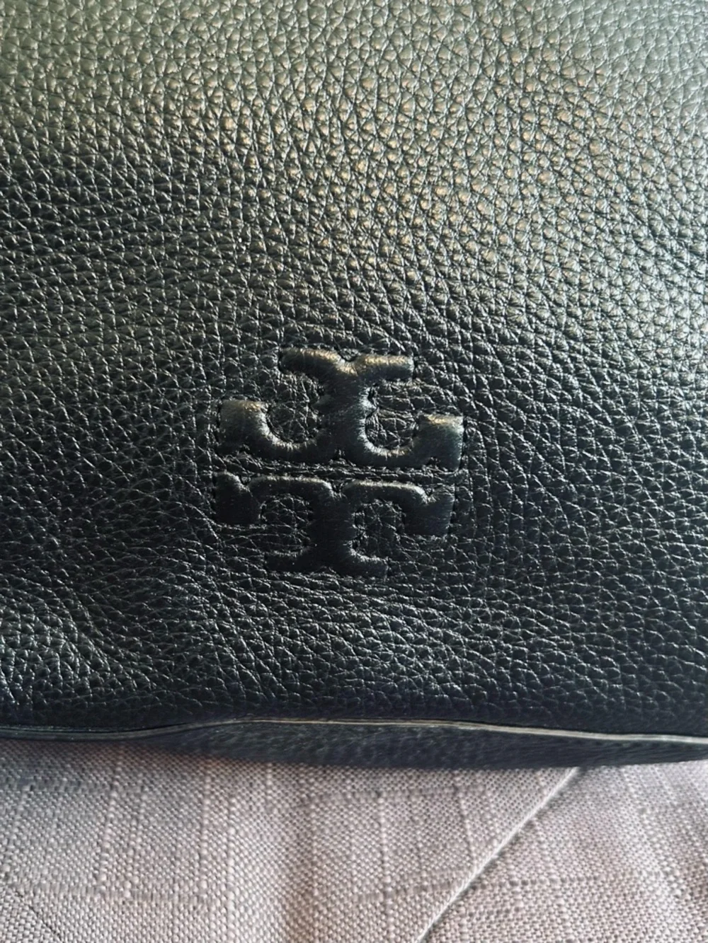 Tory Burch Thea Black Pebbled Leather Tassel Hobo Shoulder Bag!